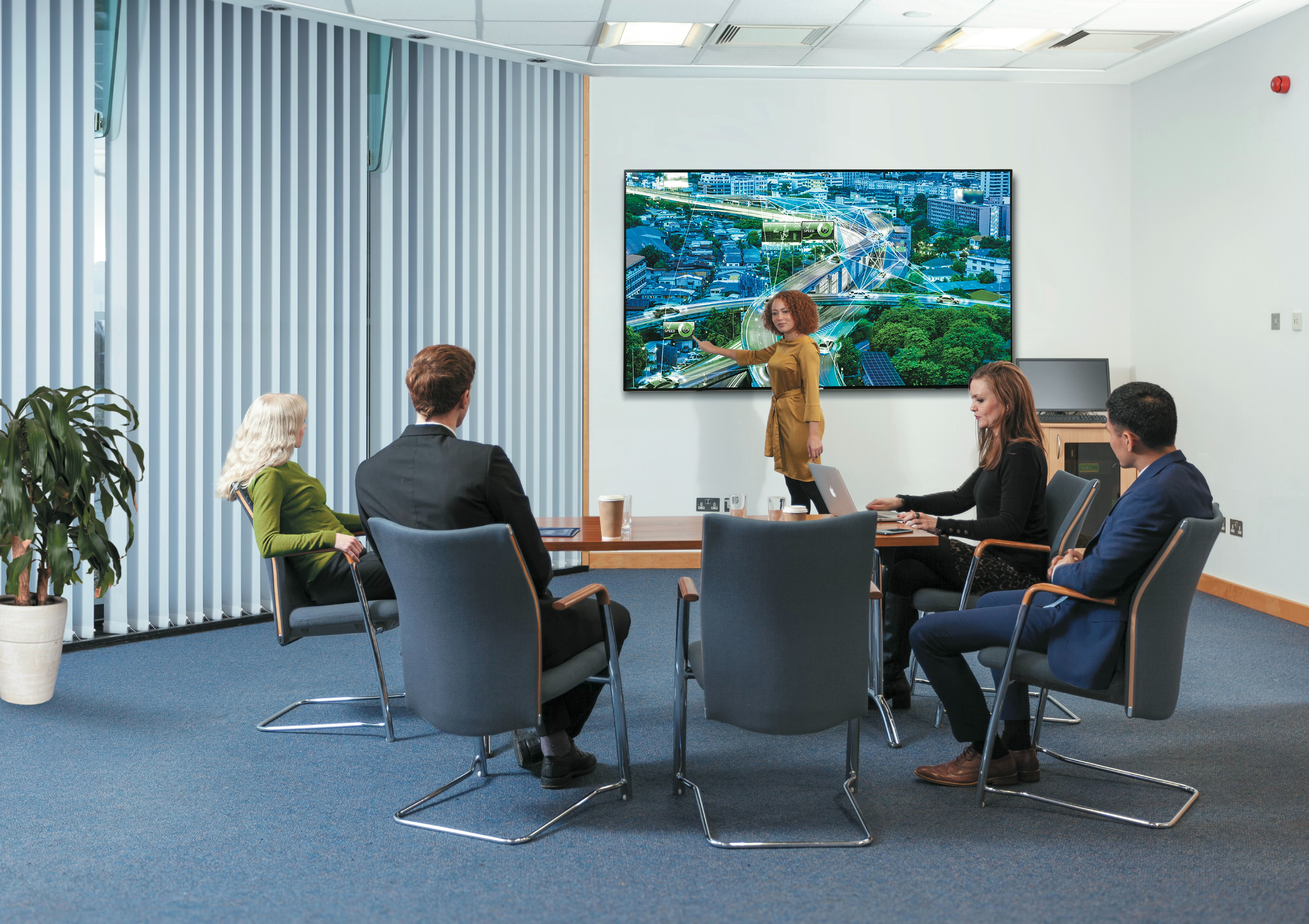 A Philips PPDS C-Line display in a corporate meeting room